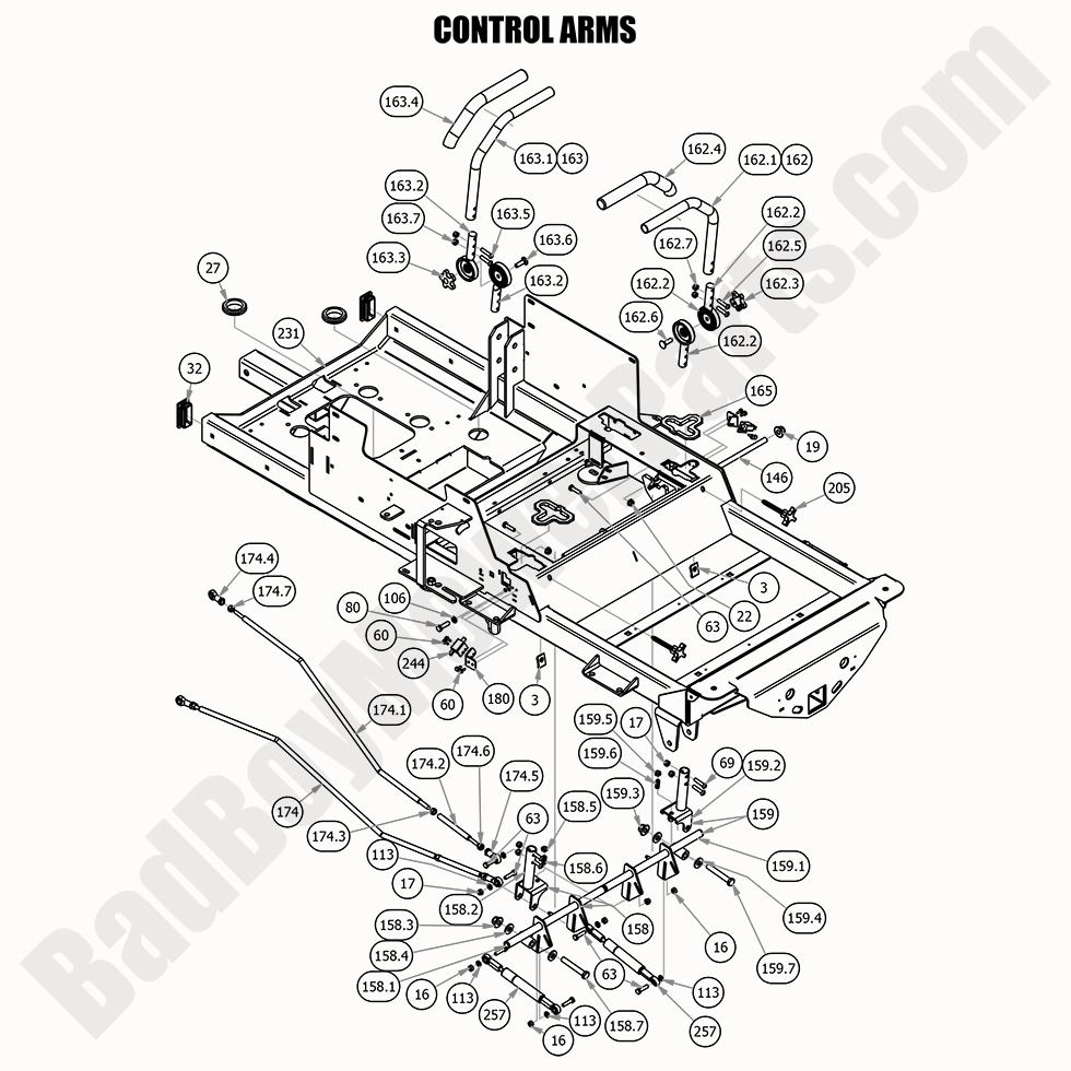 2386 - Bad Boy Mower Parts Lookup > 2020 > Renegade - Diesel > Control Arms